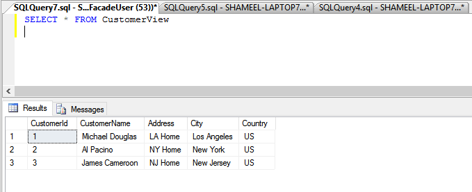FacadeDB Select View